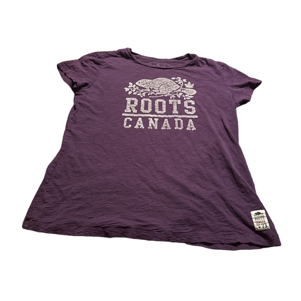 Women's Roots Classic Purple Tee with Logo Size Large